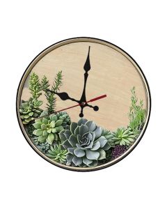 Custom Geometric succulent arrangement, Wooden Wall Clock for Home Decor in Living Room, Kitchen and Kid Decorations Gifts