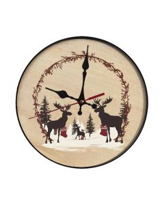 Custom Moose family hanging stockings, Wooden Wall Clock for Home Decor in Living Room, Kitchen and Kid Decorations Gifts