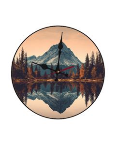 Custom Mountain reflected in a still lake, Wooden Wall Clock for Home Decor Living Room, Kitchen and Kid Decorations Gifts