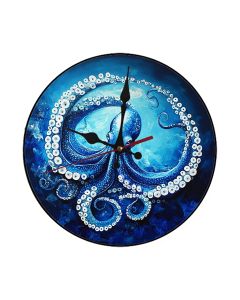 Custom Octopus tentacles forming spiral pattern on oceanic, Wooden Wall Clock for Home Decor in Living Room, Kitchen and Kid Decorations Gifts