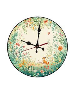 Custom Plants and flowers with fox, Wooden Wall Clock for Home Decor in Living Room, Kitchen Kid Decorations Gifts