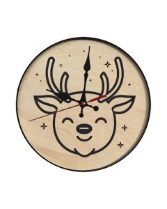 Custom Reindeer face, Wooden Wall Clock for Home Decor in Living Room, Kitchen and Kid Decorations Gifts