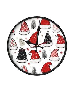 Custom Santa hat collection, Wooden Wall Clock for Home Decor in Living Room, Kitchen and Kid Decorations Gifts