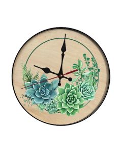 Custom Succulent plants, Wooden Wall Clock for Home Decor in Living Room, Kitchen and Kid Decorations Gifts