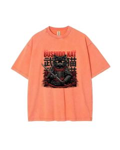 Bushido Cat Unisex Teen T-Shirt - Summer Casual Wear for School & Weekends | Perfect Gift for Birthdays & Holidays | Men's Flannel & Oversized Style