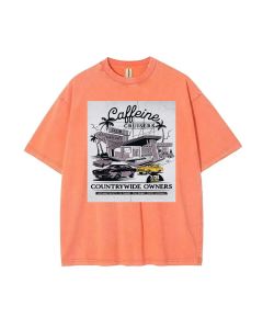 Caffeine Cruisers Mineral Wash T-Shirt - Unisex Beach & Casual Shirt for Teens - Classic & Cool Design for Summer, School, and Holidays