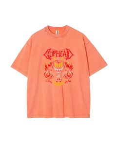 Cuphead () Mineral Wash T-Shirt - Cool Beach Shirt for Unisex Teens | Classic Graphic Tee for Casual Wear, School, and Summer Holidays