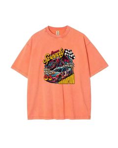 Demon Nascar Mineral Wash T-Shirt - Cool Unisex Beach Shirt for Teens | Classic Tee for Casual Wear, School, Summer | Gift for Racing Fans