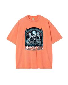 Haunted Rails Unisex Teen T-Shirt - Summer Casual Wear for School & Weekends | Birthday & Holiday Gift | Men's Flannel & Oversized Style