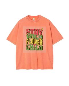 Stay Wild Flower Child Unisex Teen T-Shirt - School & Weekend Casual Wear | Birthday & Holiday Gift | Men's Flannel Oversized Style