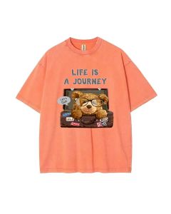 Teddy Life is a Journey Mineral Wash T-Shirt: Unisex Teen Beach Shirt for Casual Wear, School & Gifts - Summer & Holiday Classic Cool T-Shirt