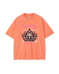 Woman Yoga Lotus Pose Mineral Wash T-Shirt | Cool Beach Shirt for Unisex Teens | Classic Tee for Casual Wear & Gifting | Summer & Holidays Essential