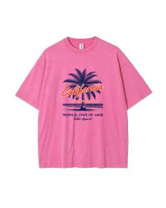 California Tropical State Mineral Wash T-Shirt - Cool Beach Shirt for Unisex Teens | Classic Tee for Casual Wear, School, Summer | Gift Idea