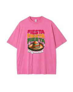 Cinco de Mayo Fiesta Squad Mineral Wash T-Shirt - Perfect for Casual Wear, School, and Summer Parties! Unisex Teen Beach Shirt - Shop Now!