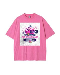 Ocean Beach Old School Cars Unisex Teen T-Shirt - Summer & Weekend Casual Wear | Birthday & Holiday Gift | Men's Flannel & Oversized Style