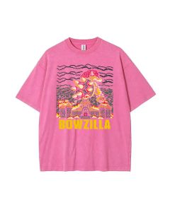 RETRO Bowzilla Mineral Wash T-Shirt - Unisex Beach Shirt for Teens - Cool & Classic Tee - Perfect for Casual Wear, School, Gifts, Summer & Holidays