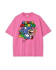 Retro Mario Mineral Wash T-Shirt - Cool, Classic Tee for Unisex Teens - Perfect for Casual Wear, School, Beach, Summer, and Holidays!