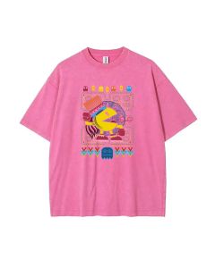 Retro Pacman Mineral Wash T-Shirt: Classic Beach Shirt for Cool Unisex Teens - Perfect for Casual Wear, School, Gift-Giving, Summer & Holidays!