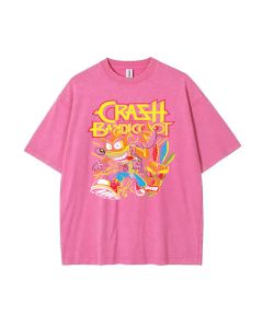 Crash Bandicoot Mineral Wash T-Shirt - Stylish Unisex Beach Shirt for Teens | Cool & Classic Graphic Tee for Casual Wear, School, Gifts & Summer