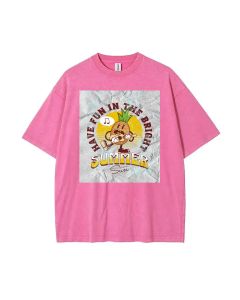 Singing Pineapple Comic Mascot Unisex Teen T-Shirt - Casual Summer School & Weekend Wear | Men's Flannel Oversized Style - Birthday & Holiday Gift