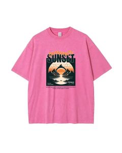 Summer Sunset Mineral Wash T-Shirt - Unisex Casual Beach Shirt, Perfect for Teens - Cool Classic Tee for Summer Holidays and Gift-Giving