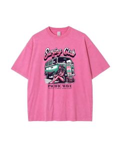 Surfer Club Pacific Wave Summer Vacation Mineral Wash T-Shirt: Beach Shirt for Teens, Cool and Classic T-Shirt for Casual Wear, School, and Holidays