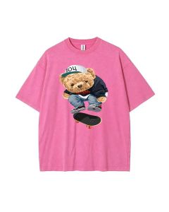 Unisex Teddy Skirt Mineral Wash T-Shirt - Perfect for Casual Wear, School, and Summer - Cool, Classic Beach Shirt with Unique Teddy Skirt Design