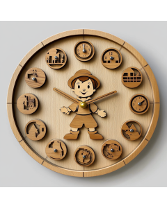 Custom Pinocchio, Wooden Wall Clock for Home Decor in Living Room, Kitchen and Kid Decorations Gifts