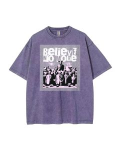 Believe No More Unisex Teen T-Shirt - Casual Summer School & Weekend Wear | Birthday & Holiday Gift | Men's Oversized Flannel Style