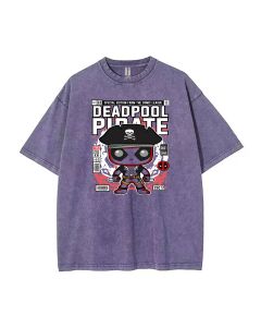 Deadpool Pirate Mineral Wash T-Shirt - Unisex Beach Shirt for Teens: Cool, Classic Design for Casual Wear, School, Gifts, Summer Holidays