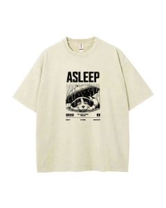 Asleep Mineral Wash T-Shirt - Classic Unisex Beach Shirt for Casual Wear, School, and Summer - Cool T-Shirts for Teens - Perfect Gift for Holidays!