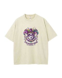 Big Mask Mardi Gras Unisex Teen T-Shirt - Casual Summer Wear | School & Weekend Ready | Men's Oversized Flannel Style - Perfect Gift!