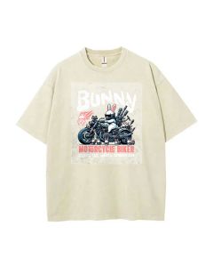 Bunny Biker Adventure Motorcycle Rider Rabbit Teen T-Shirt - Summer Casual Wear for School & Weekends | Gift for Teens | Men's Flannel & Oversized