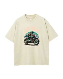 Cafe Racer Touring Custom Motorcycle Tee | Unisex Mineral Wash T-Shirt for Casual Wear, Summer, Gifts | Beach Shirt | Cool & Classic Design