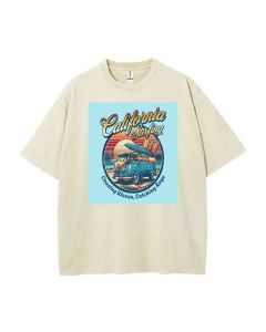 California Surfing Mineral Wash T-Shirt for Unisex Teens - Beach Shirt with Cool Graphic Design - Great for Casual Wear, School & Summer Fun