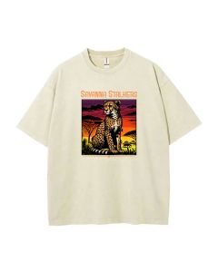 Cheetah Savanna Stalkers African Unisex Teen T-Shirt - Summer Casual School & Weekend Wear | Birthday & Holiday Gift | Men's Oversized Flannel Style