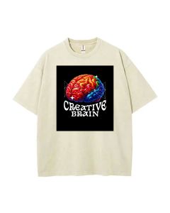 Creative Brain Mineral Wash T-Shirt | Unisex Teen Beach Shirt | Cool Classic Tee for Casual & Gift-Giving | Perfect Summer & Holiday Top