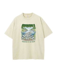 Crocodile Mineral Wash T-Shirt - Unisex Cool Beach Shirt for Teens | Classic Tee for Casual Wear, School, Holidays | High-Volume Keyword: T-Shirt