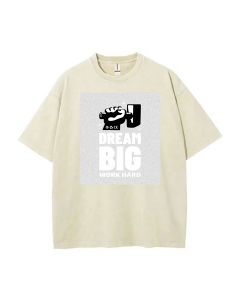 Dream Big Work Hard Mineral Wash T-Shirt - Unisex Beach & Casual Shirt with Cool Design - Perfect for Teens - Classic and Stylish Summer Tee