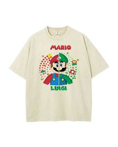 Retro Mario 48 Mineral Wash T-Shirt - Unisex Beach & Casual Shirt, Cool & Classic Tee for Teens - Perfect Gift for Summer & Holidays