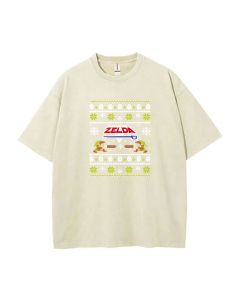 Retro Zelda Mineral Wash T-Shirt | Unisex Teens Beach Shirt | Cool Classic Tee for Casual Wear, School, Gifts | Summer & Holiday Essential