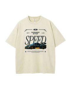 Speed Car Streetwear Mineral Wash T-Shirt - Cool, Classic Beach Shirt for Unisex Teens - Perfect for Casual Wear, School & Summer Holidays