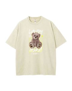 Teddy Bear- Mineral Wash T-Shirt: Cool Beach Shirt for Unisex Teens - Perfect for Casual Wear, School, and Gifting - Summer and Holiday Must-Have!