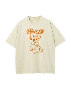 Teddy Bear-47 Mineral Wash T-Shirt: Unisex Teen Beach Shirt - Cool, Classic Tee for Casual Wear, School, Gifts, Summer & Holidays