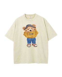 Teddy Hello Little Guy Mineral Wash T-Shirt - Unisex Beach Shirt for Casual Summer Style and Gift-Giving - Cool Classic T-Shirt for Teens