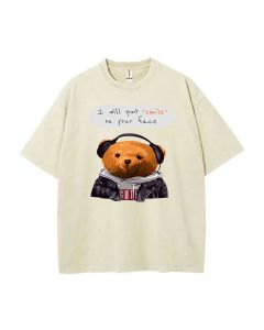 Teddy Smile Mineral Wash T-Shirt – Unisex Teens Beach Shirt, Perfect for Casual Wear or Gift Giving. Cool Classic T-Shirt for Summer or Holidays!