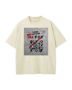 Think Outside The Box Mineral Wash T-Shirt | Unisex Beach & Cool Tee for Teens | Classic Summer & School Wear | Perfect Gift for Holidays