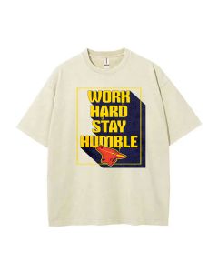 Motivational Mineral Wash T-Shirt | Work Hard Stay Humble Quote | Unisex Teen Beach/Casual Shirt | Cool Classic Tee for Summer/Holidays