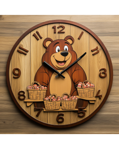 Custom Yogi bear, Wooden Wall Clock for Home Decor in Living Room, Kitchen and Kid Decorations Gifts