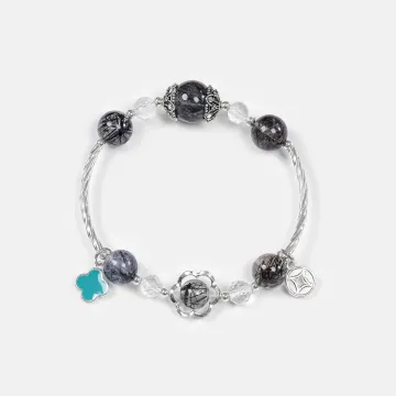 Black Rutilated Quartz Healing Bracelet for Women – Calming Energy Gift for Daily Wear, Stress Relief & Positive Vibes